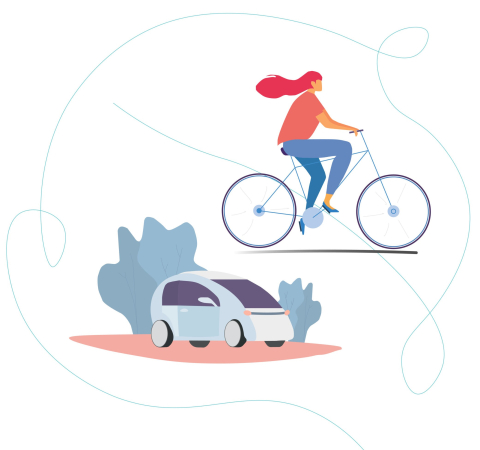 image d'un vélo et voiture partagee