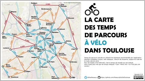 carte temps parcours vélo toulouse