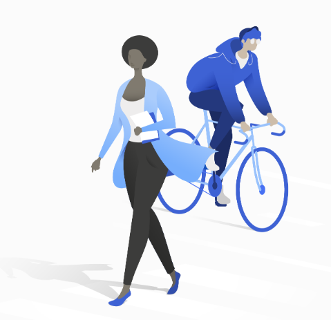 dessin homme à vélo femme marchant académie mobilités actives